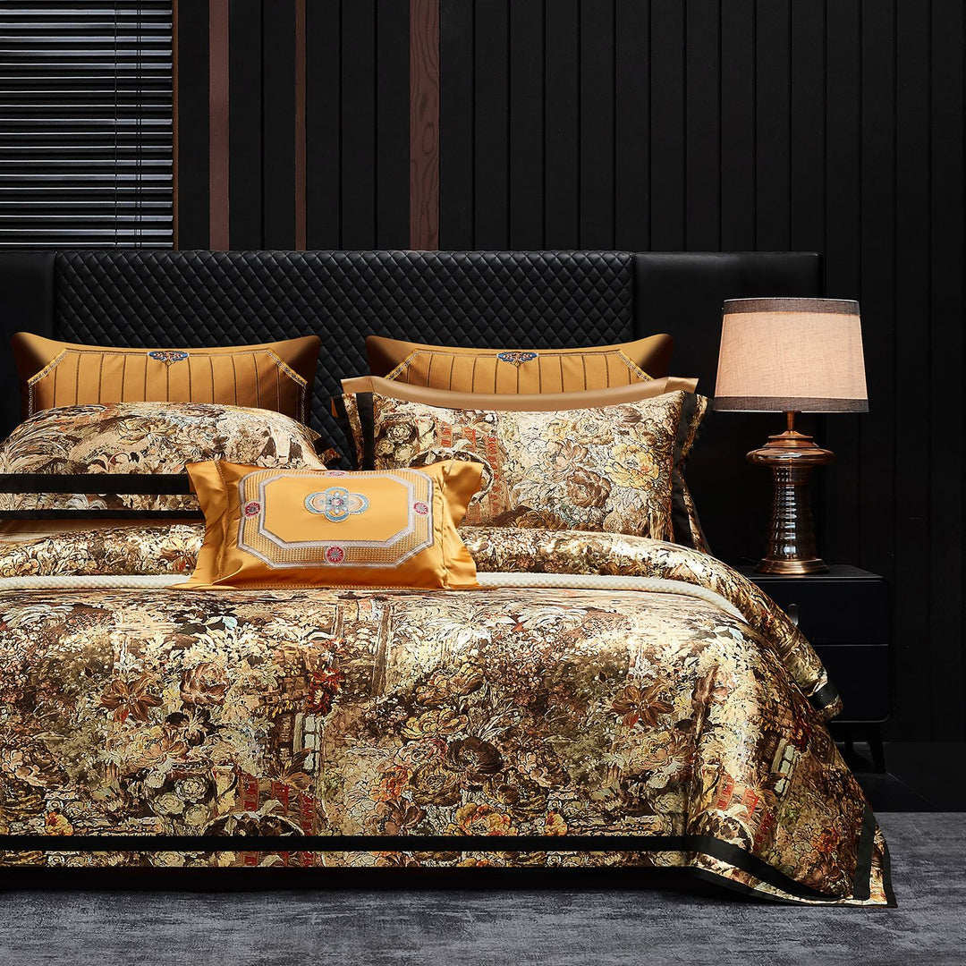Luxury Embroidered Velvet Floral Duvet Cover Set
