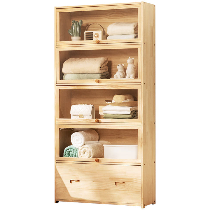 Storage display case with transparent glass doors and five adjustable shelves Stornfield