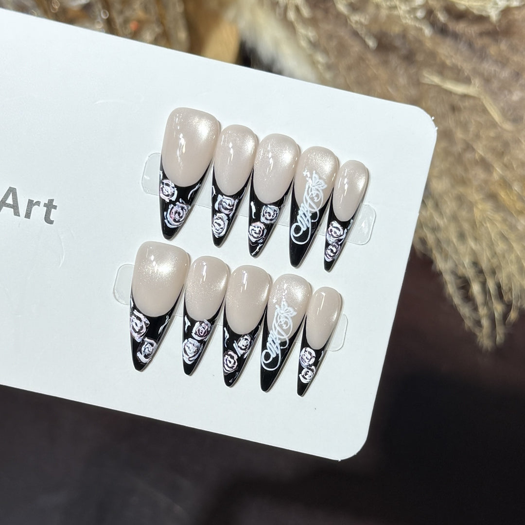 Floral and Glossy Press-On Nail Set Stornfield
