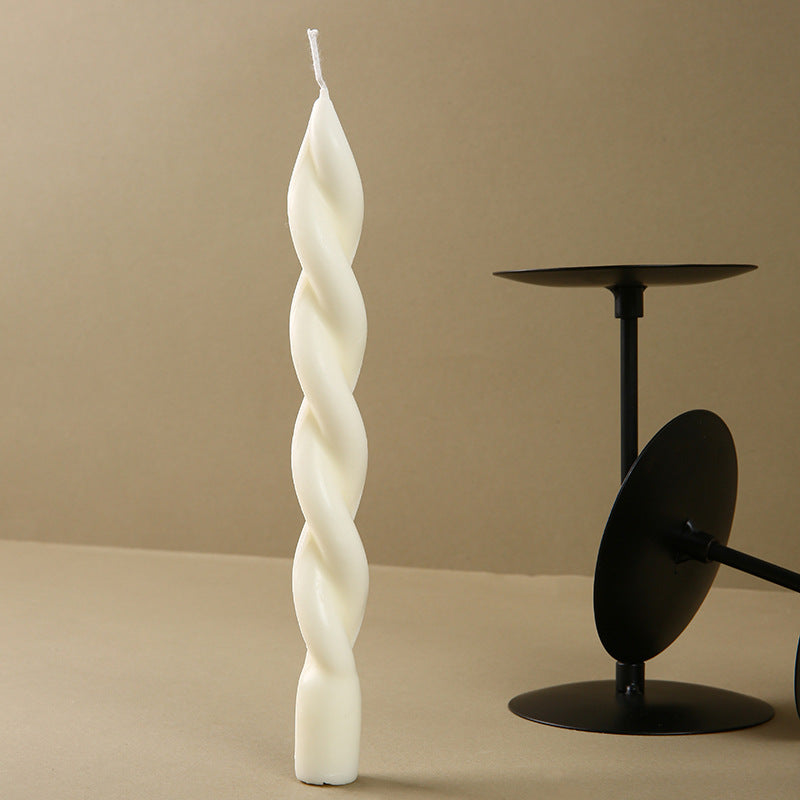 Hand-Poured Sculptural Twisted Taper Candle for Home Decor