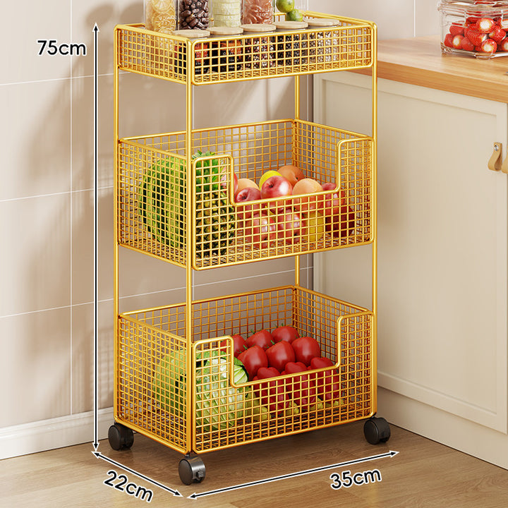 Three-Tier Slim Rolling Mesh Storage Cart