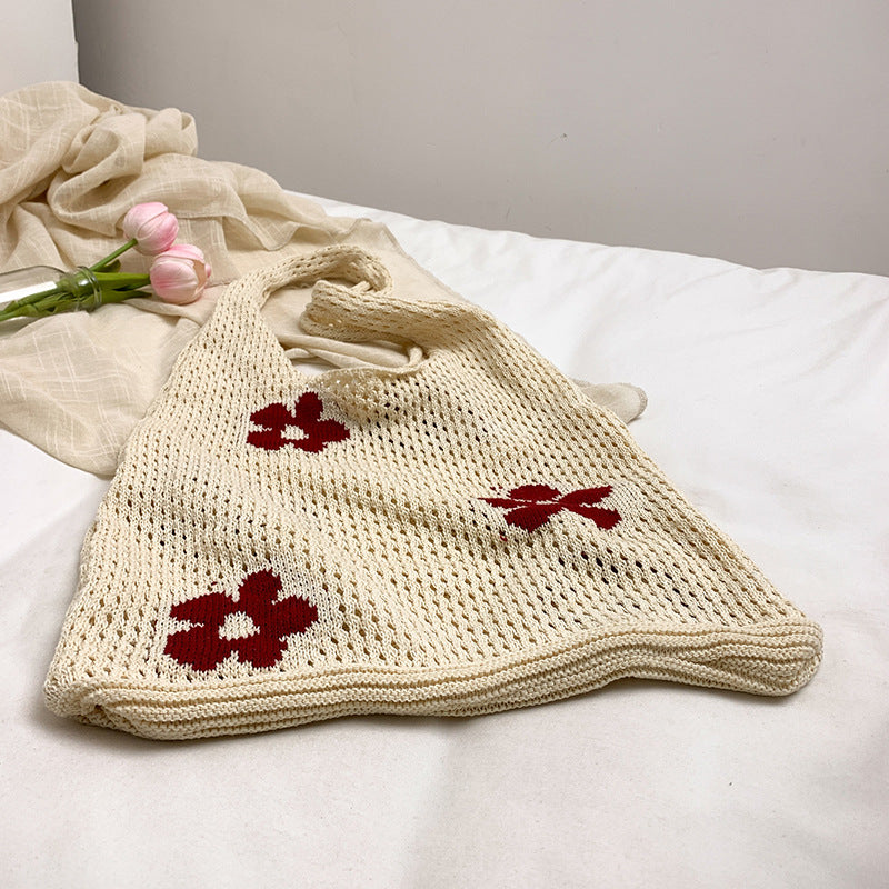 Artistic Crochet Floral Tote Bag