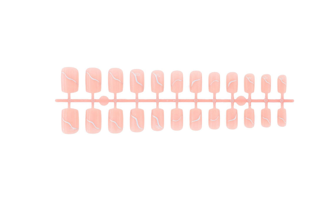 Acrylic nail set with elegant wave lines and shimmering accents Stornfield