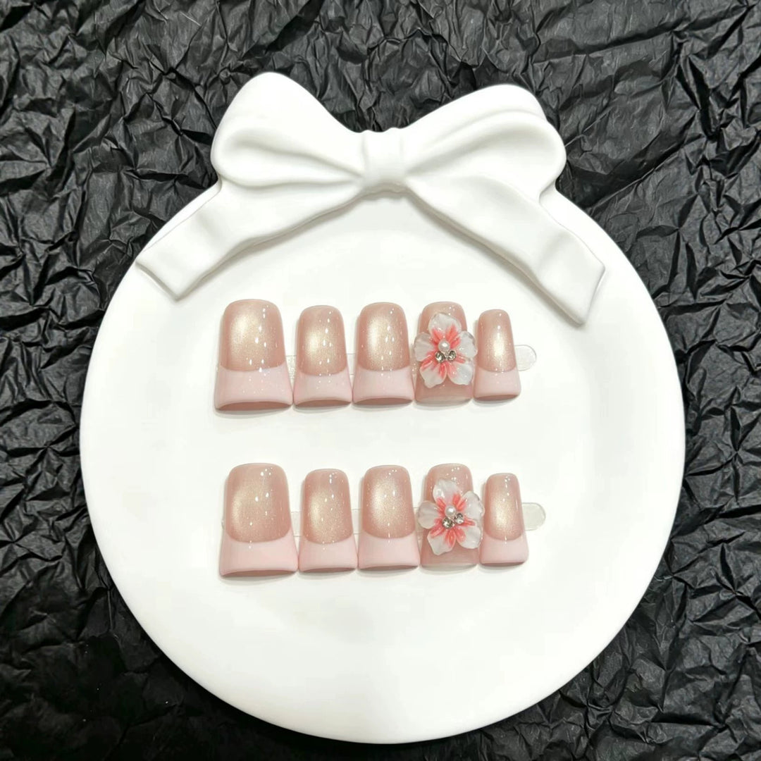 Decorative Floral Acrylic Press-On Nails