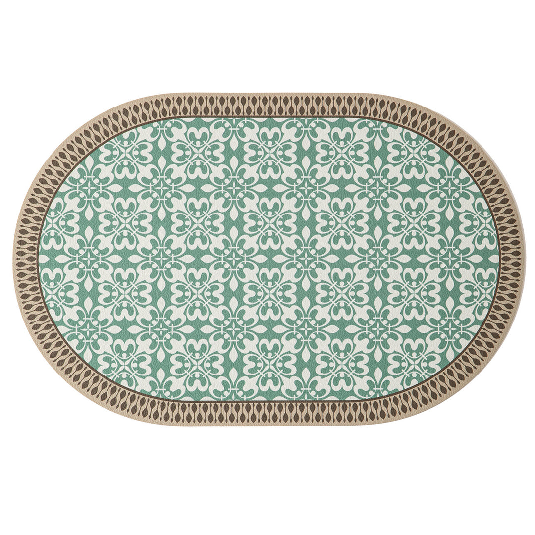 Round decorative rug with floral animal illustration and fine jacquard structure Stornfield
