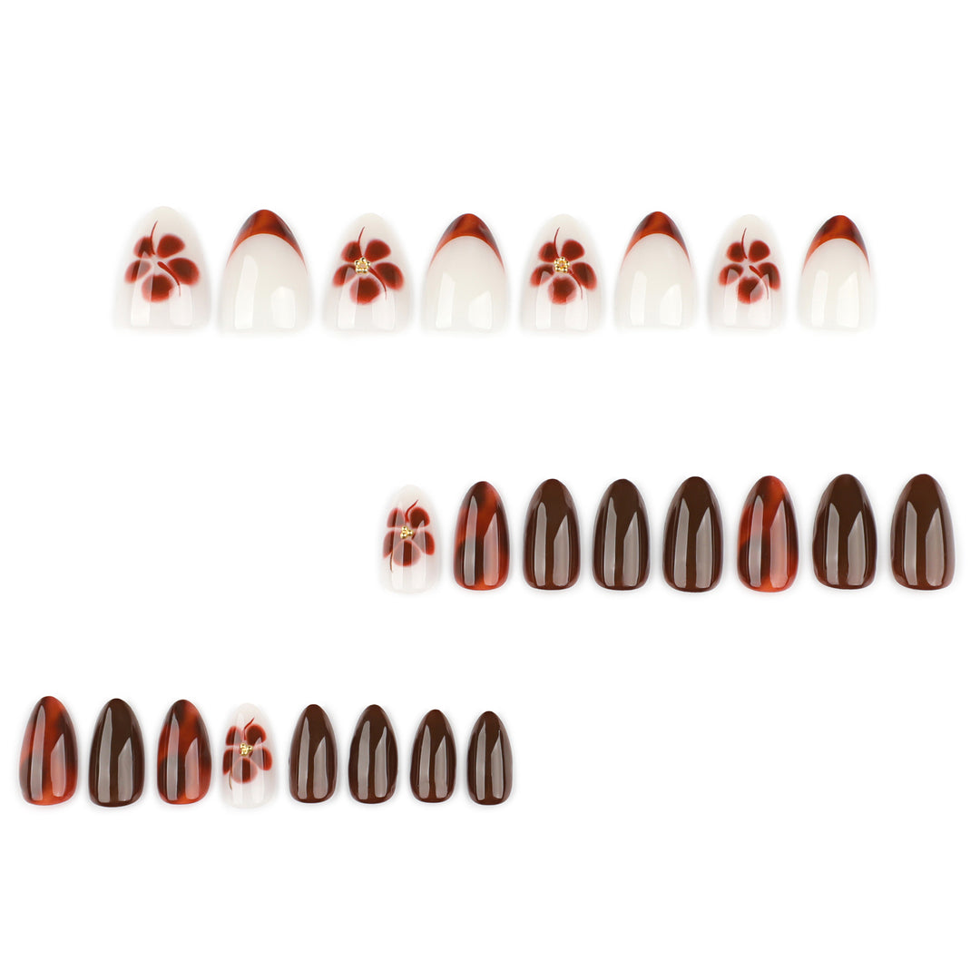 Artful Nail Extensions with Elegant Floral and Glossy Design Stornfield