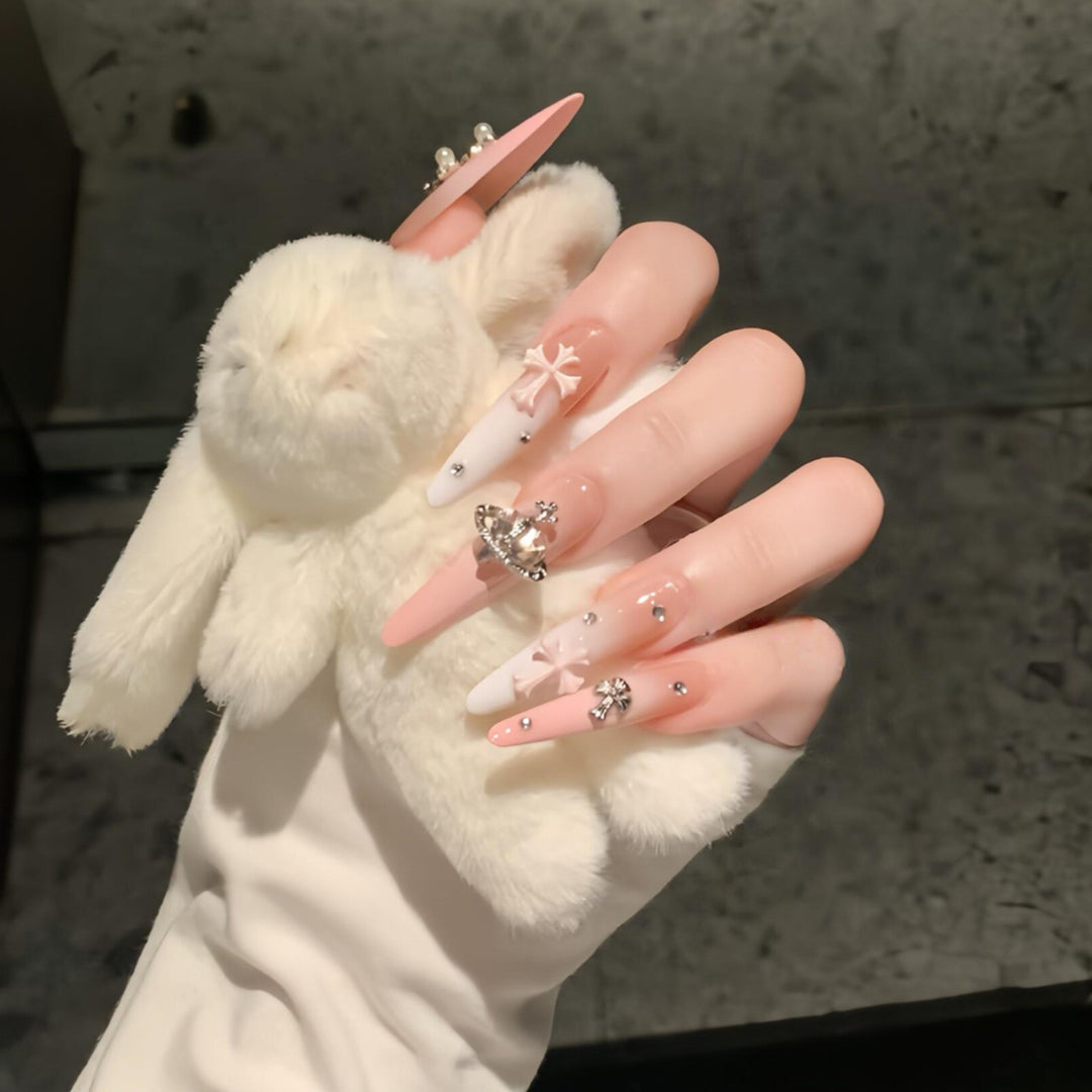 Acrylic nails with rhinestone embellished accents Stornfield