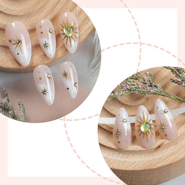 Acrylic nail set with sparkling star and glitter designs Stornfield
