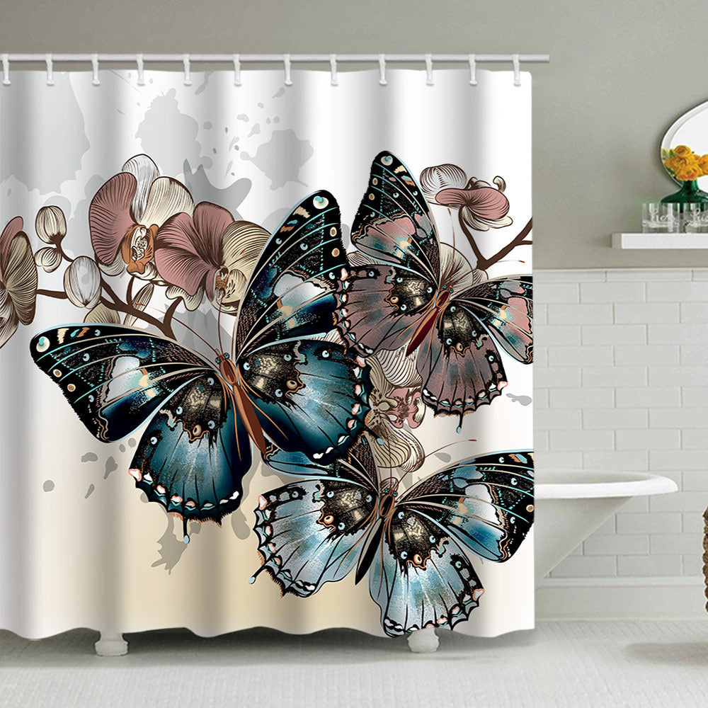 Butterfly-Inspired Floral Shower Curtain Stornfield