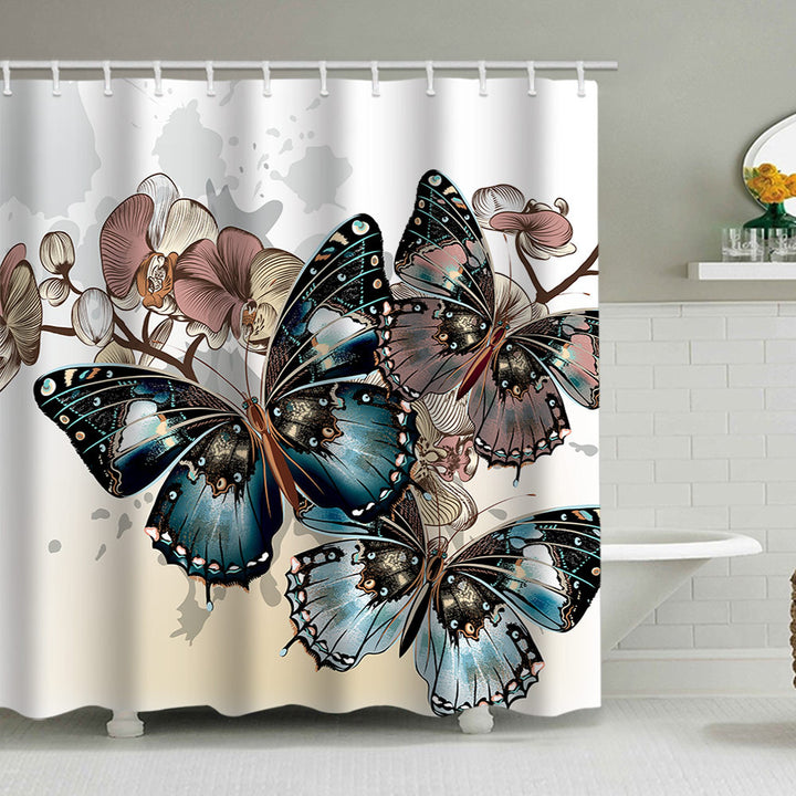 Butterfly-Inspired Floral Shower Curtain Stornfield