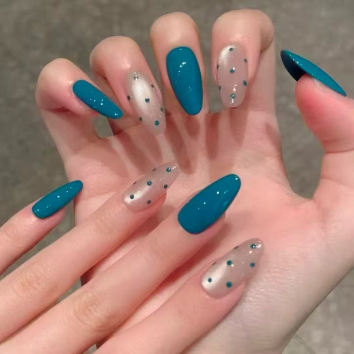 Elegant Press-On Nail Art Set with Jewel Accents Stornfield