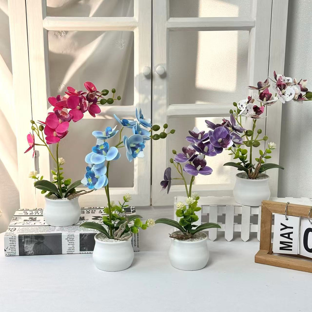 Elegant Faux Orchid Arrangement for Home Decor Display