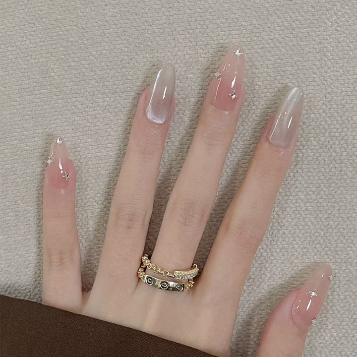 Decorative Press-On Nail Set with Subtle Glitter Accents Stornfield