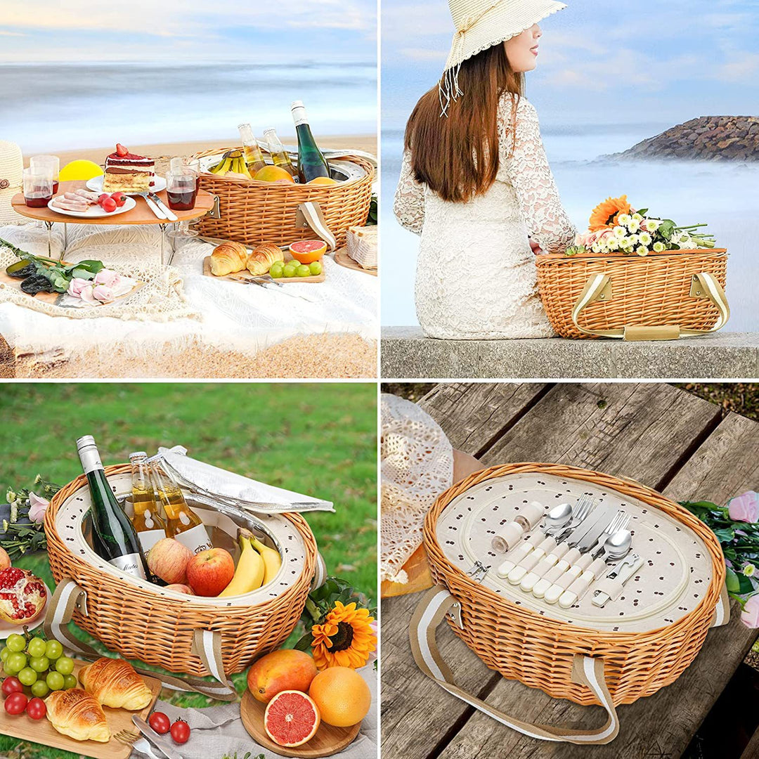 Ladies picnic basket with integrated cooling system and extensive dish set Stornfield