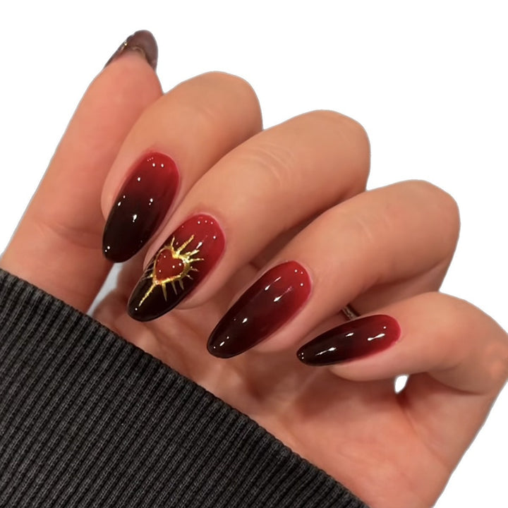 Artificial Nail Set with Glamorous Heart and Sun Motif Stornfield