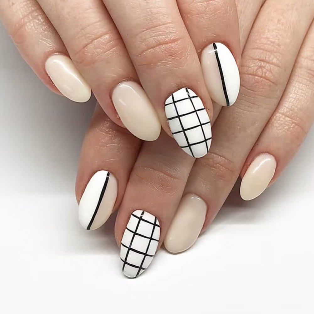 Elegant Geometric Press-On Nail Art Stornfield