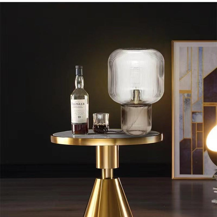Elegant Glass Ribbed Table Lamp