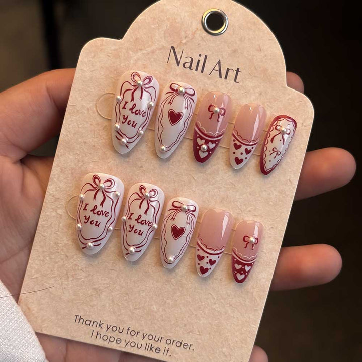 Romantic Message Press-On Nails Stornfield