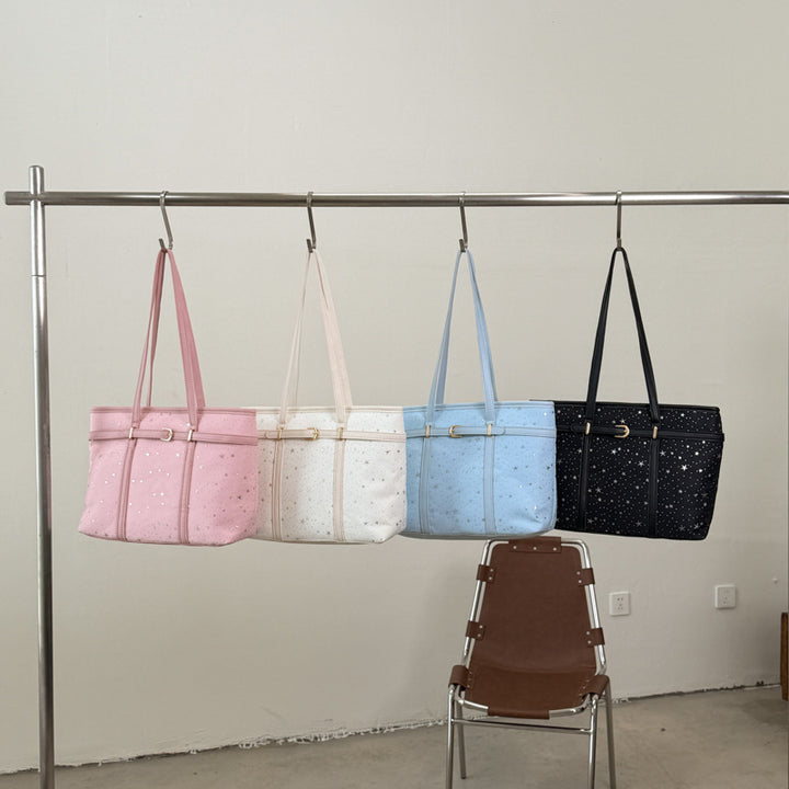 Star-Patterned Canvas Tote Bag