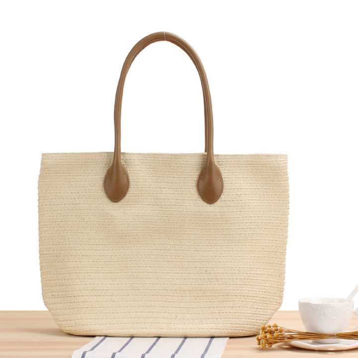 Spacious straw tote bag with elegant leather straps Stornfield