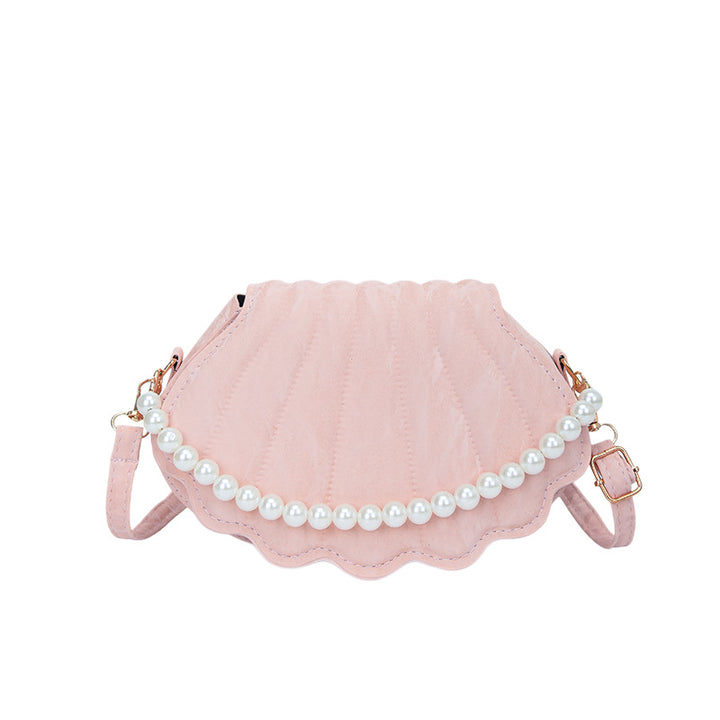 Pearl-Appliquéd Shell Design Crossbody Bag