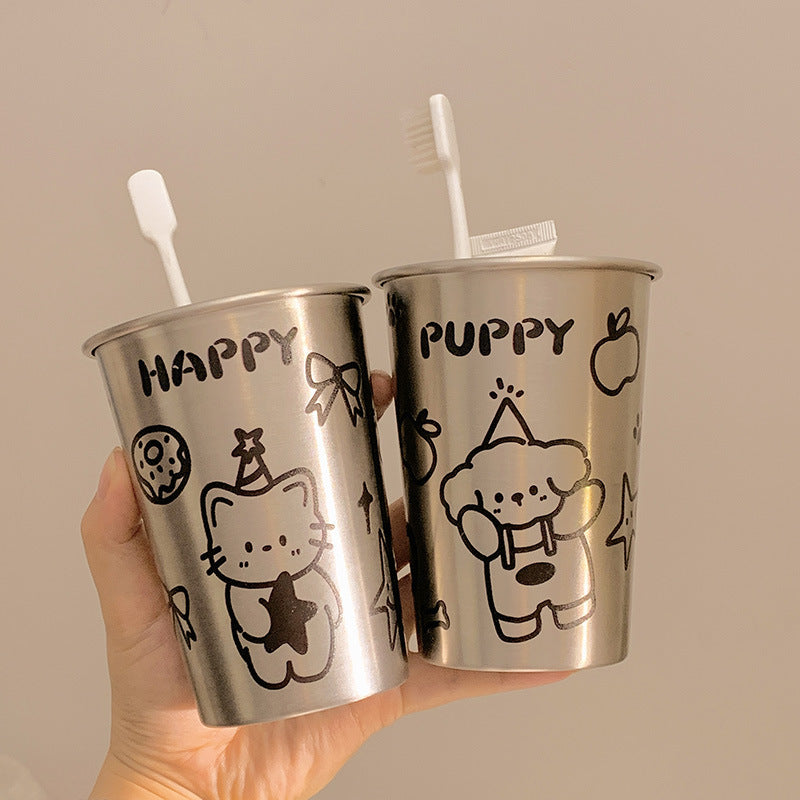 Stainless Steel Drinking Cup with Playful Dog Design Stornfield