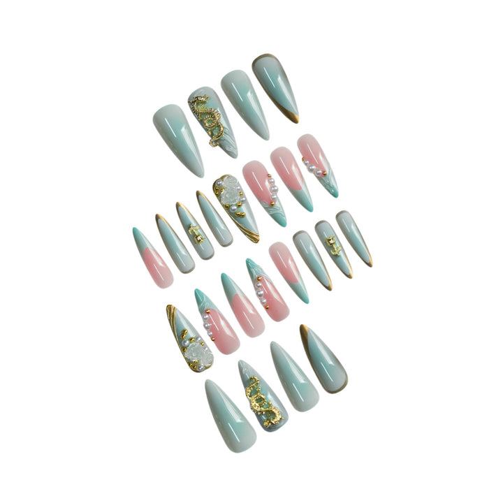 Luxurious Rhinestone and Floral Press-On Nail Art Stornfield
