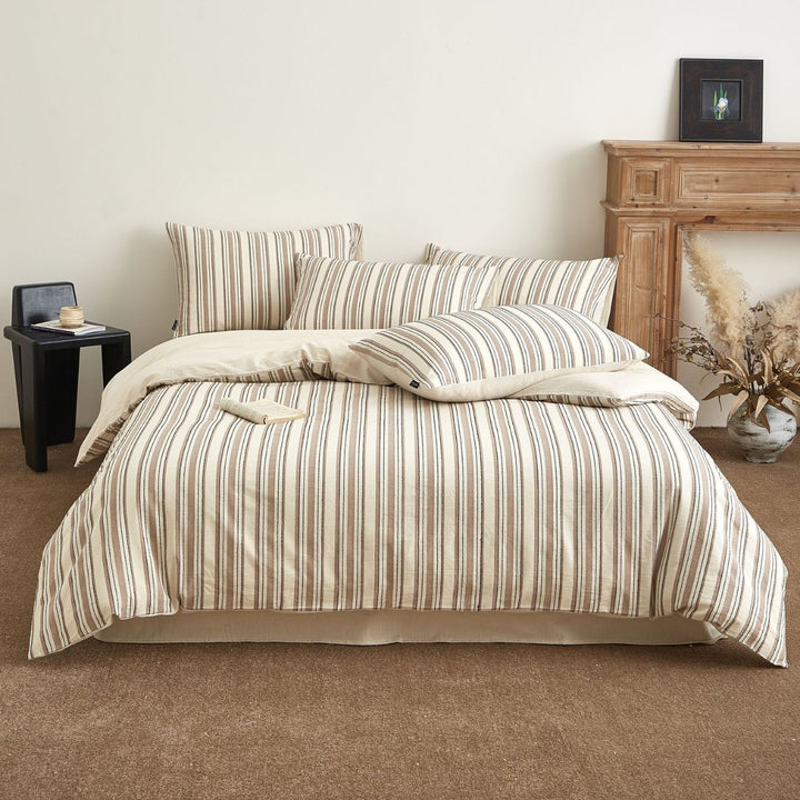 Striped Linen-Cotton Duvet Cover Set