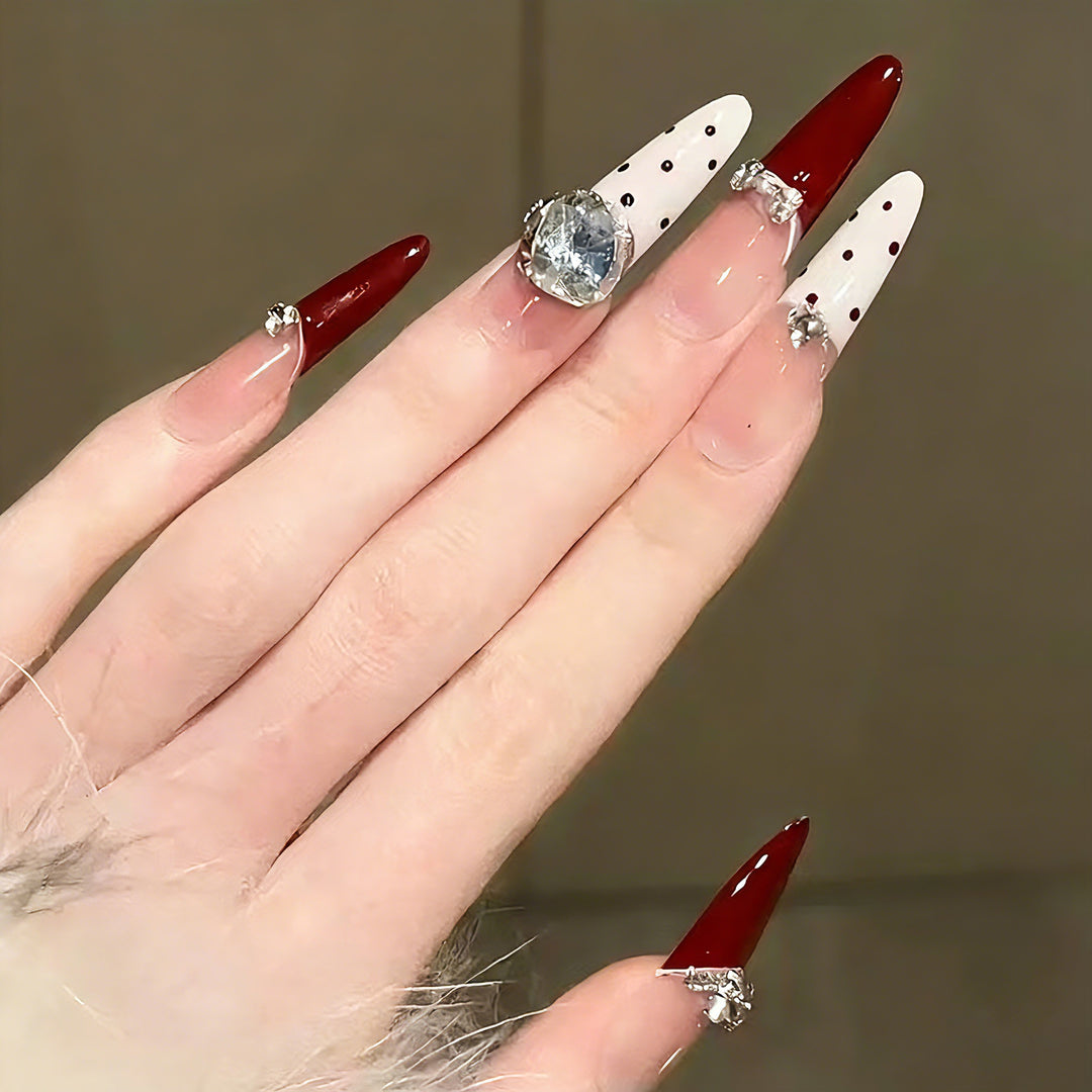 Glamorous artificial nail designs with crystal embellishments Stornfield