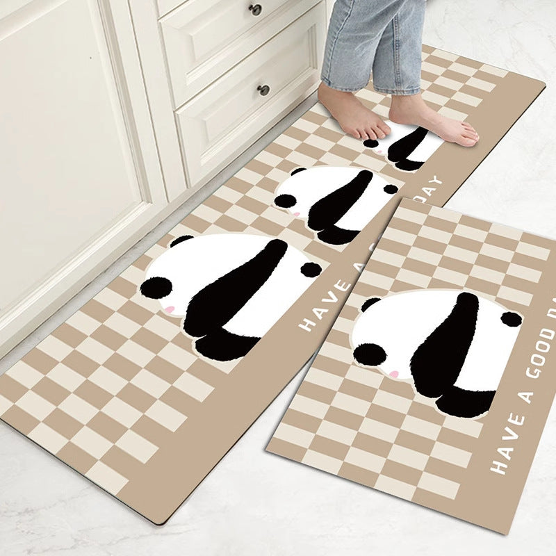 Playful Panda-Themed Kitchen Runner Mat