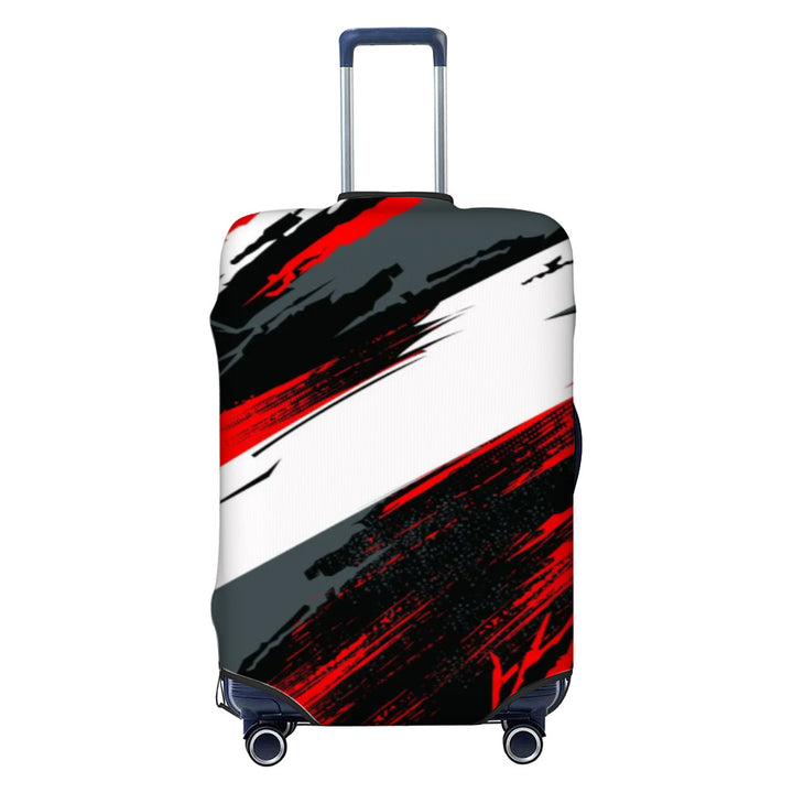 Unisex nan elastic luggage cover with geometric design, stretchable polyester-spandex fabric, zipper opening and non-slip inner securement for trolley Stornfield