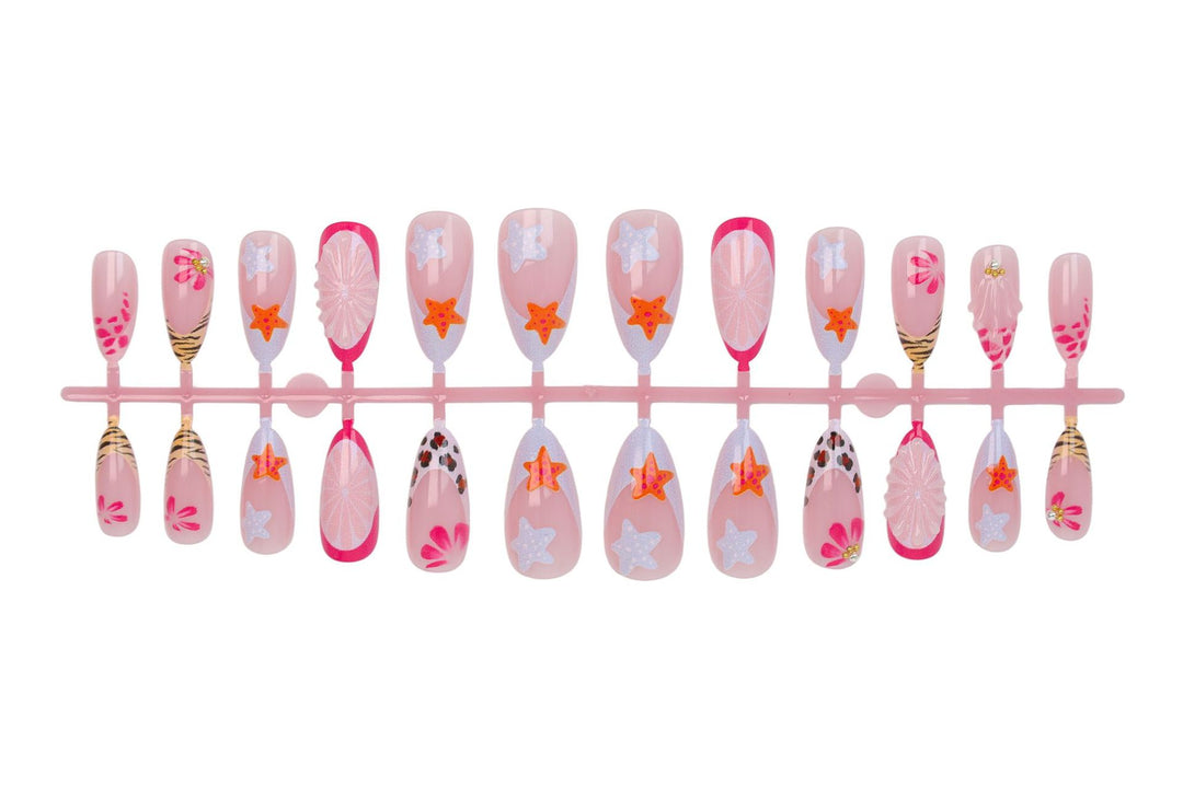 Artificial nail set with creative floral and maritime designs Stornfield