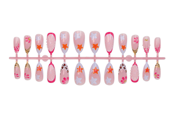 Artificial nail set with creative floral and maritime designs Stornfield