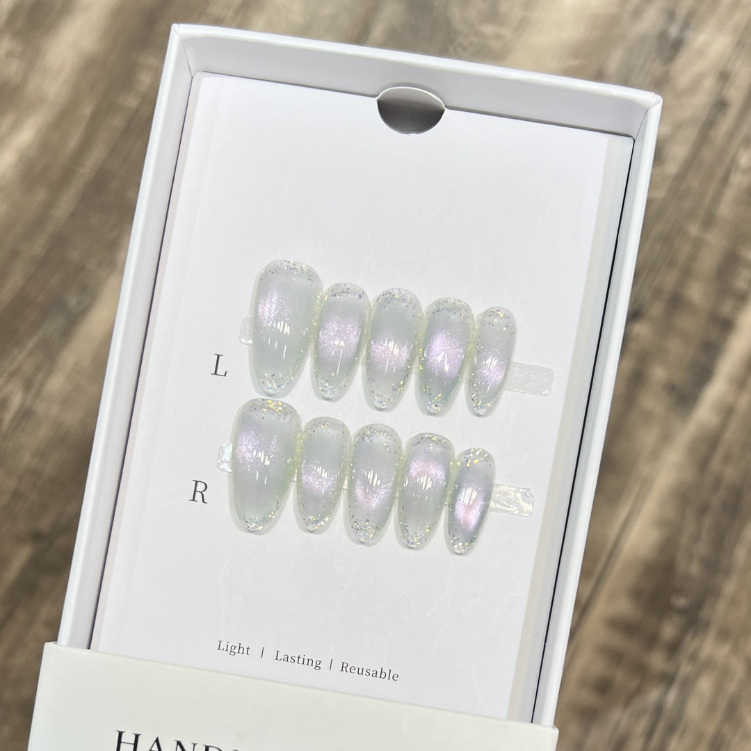 Handmade Press-On Nail Set with Iridescent Finish Stornfield