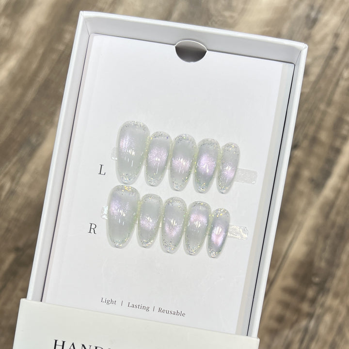 Handmade Press-On Nail Set with Iridescent Finish Stornfield