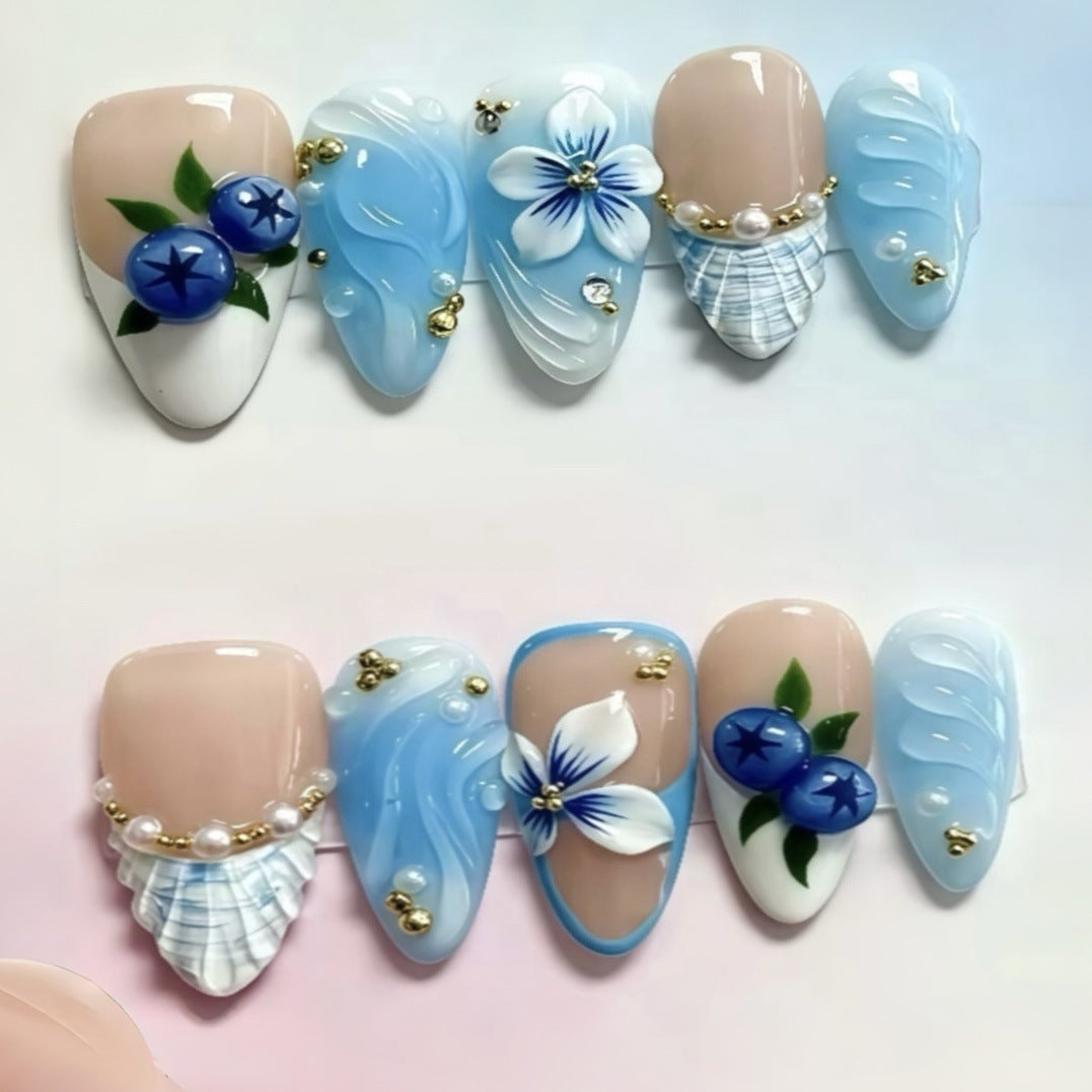 Decorative Floral Press-On Nail Set 1790745680
