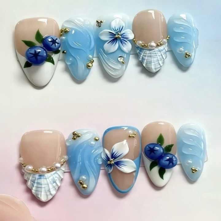 Decorative Floral Press-On Nail Set 1790745680