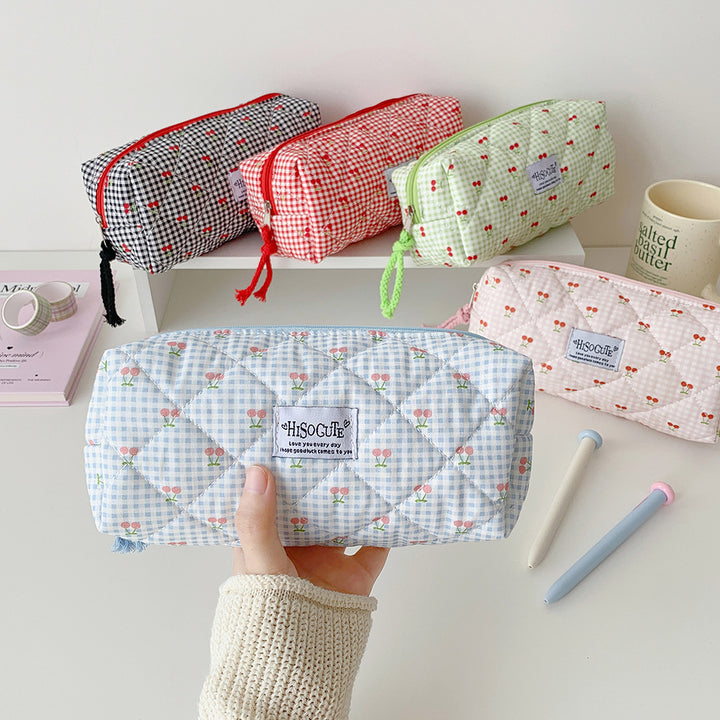 Quilted Cherry Print Pencil Case Stornfield