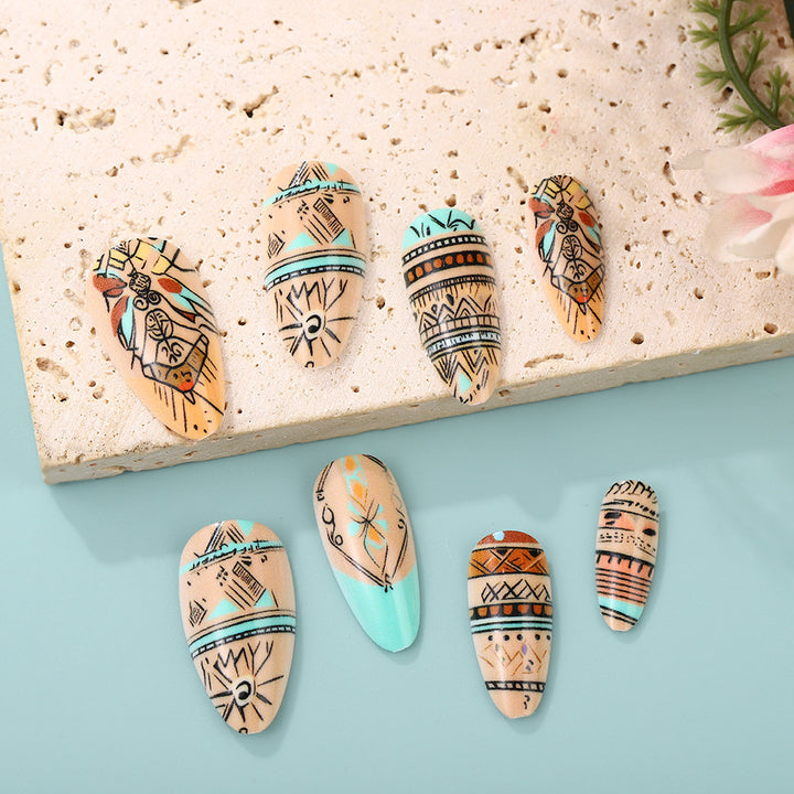Artificial nails with exotic tribal design Stornfield
