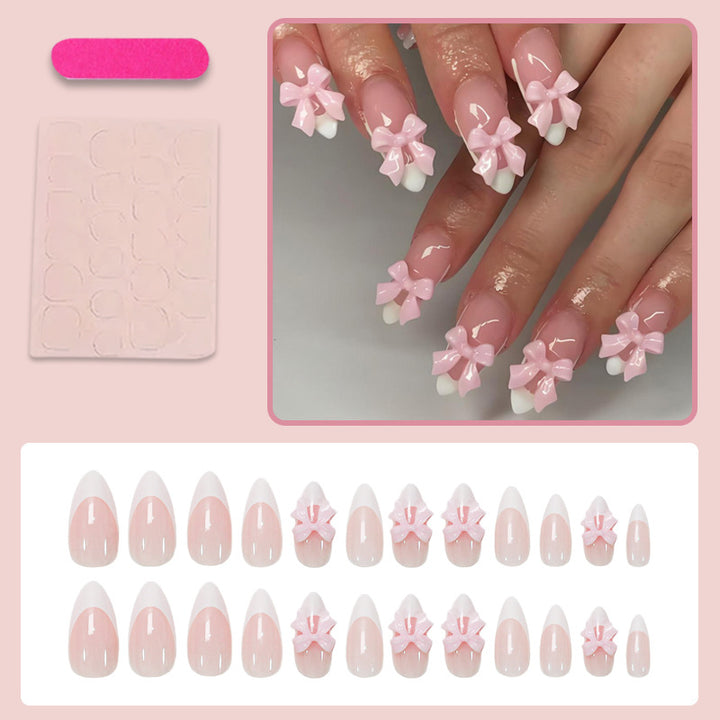 Acrylic nail set with playful bow decorations Stornfield