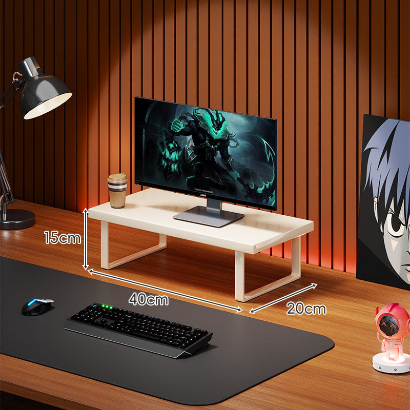 Wooden Monitor Riser Stand with Metal Frame and Cable Management