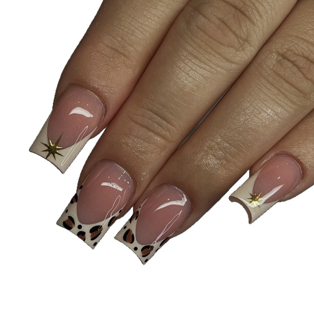 Creative nail art set with elegant leopard and glitter accents Stornfield