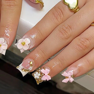 Creative 3D Bow and Pearl Nail Extensions Stornfield