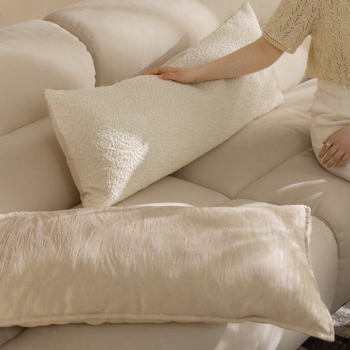 Long lumbar decorative cushion with bouclé cover and soft filling Stornfield