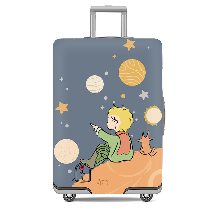 Unisex nan elastic motif suitcase cover made of stretchable polyester with handle and wheel openings Stornfield