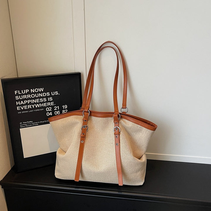 Versatile Canvas Tote Bag with Leather Accents