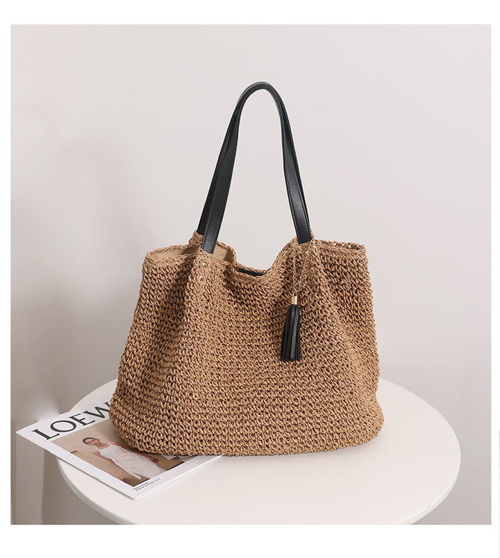 Durable basket bag with synthetic leather handle reinforcement Stornfield