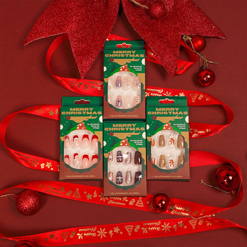 Artificial nail extensions in festive Christmas design Stornfield