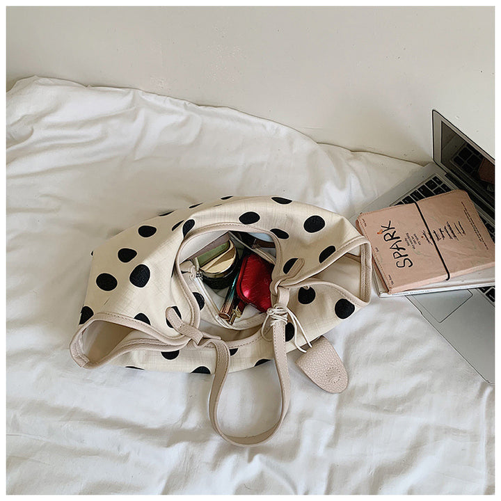 Polka Dot Canvas Hobo Bag