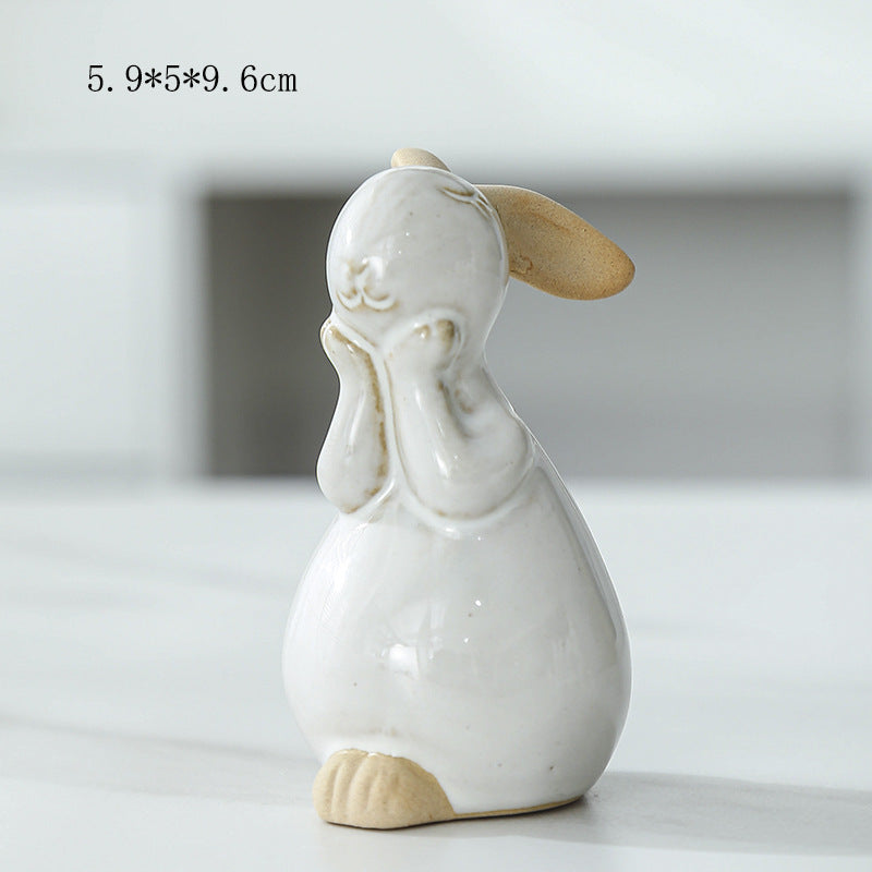 Whimsical Ceramic Bunny Figurine Stornfeild
